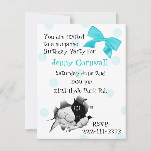 Sweet Kitty Face Birthday Party Invitation
