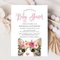 Sweet Kitty Girl Baby Shower Invitation