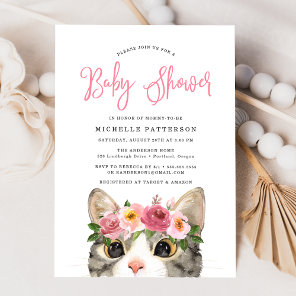 Sweet Kitty Girl Baby Shower Invitation