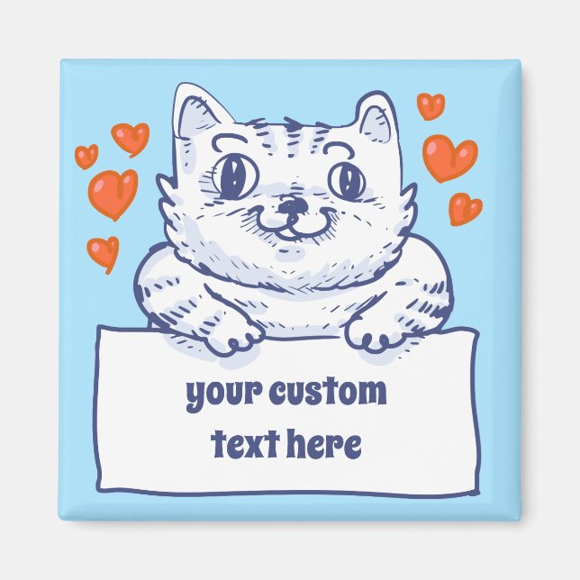 sweet kitty holds blank banner cartoon magnet (Front)