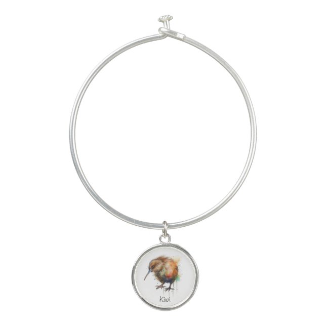 Sweet Kiwi, custom Bangle Bracelet (Front)