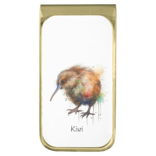 Sweet Kiwi, custom Gold Finish Money Clip