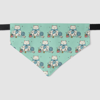 Sweet Knitting Cat Pastel Green Pet Accessory Bandana Collar