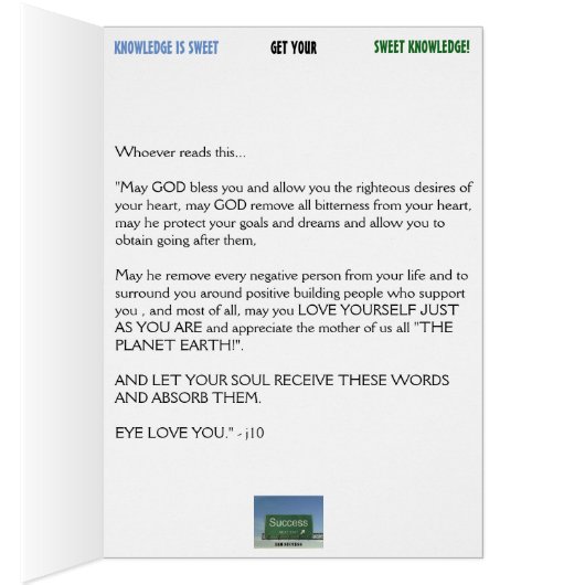 SWEET KNOWLEDGE CARD (Inside (Right))