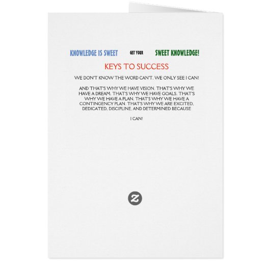 SWEET KNOWLEDGE CARD #2 (Back)