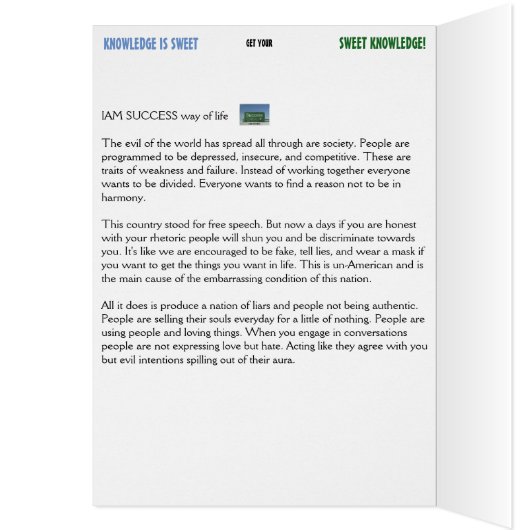 SWEET KNOWLEDGE CARD #4 (Inside (Left))