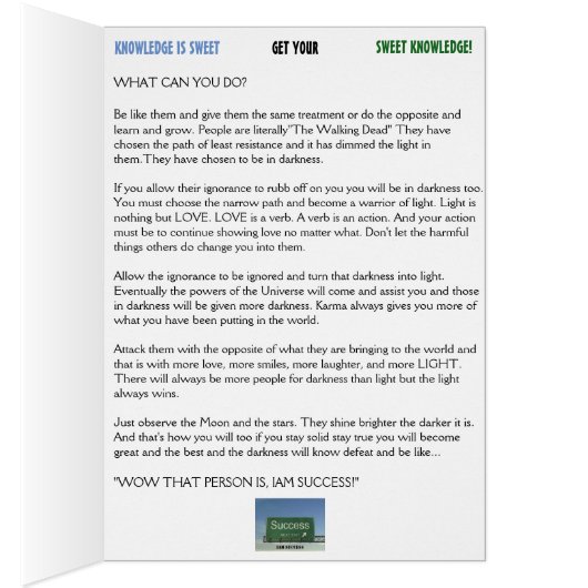 SWEET KNOWLEDGE CARD #4 (Inside (Right))