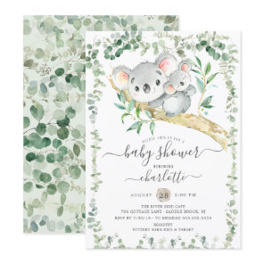 Sweet Koala Bear Baby Shower Invitation