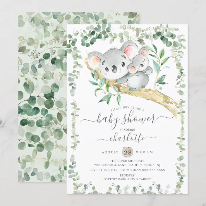 Sweet Koala Bear Baby Shower Invitation Zazzle Com