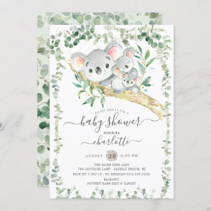 Sweet Koala Bears Twins Baby Shower Invitation