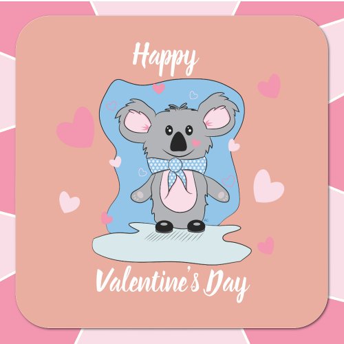 Sweet koala kids Valentines Day stickers