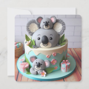SWEET KOALA THEMED KIDS BIRTHDAY CAKE CARD