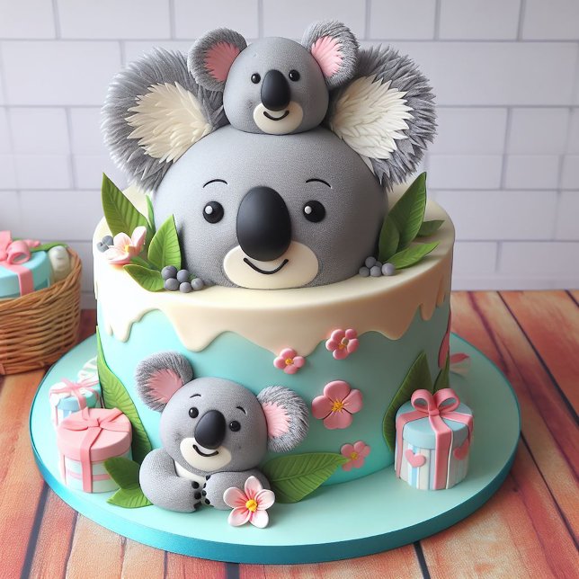 SWEET KOALA THEMED KIDS BIRTHDAY CAKE CARD (Creator Uploaded)