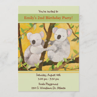 Sweet Koalas Kids Birthday Party Invitation