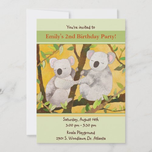 Sweet Koalas: Kids Birthday Party Invitation