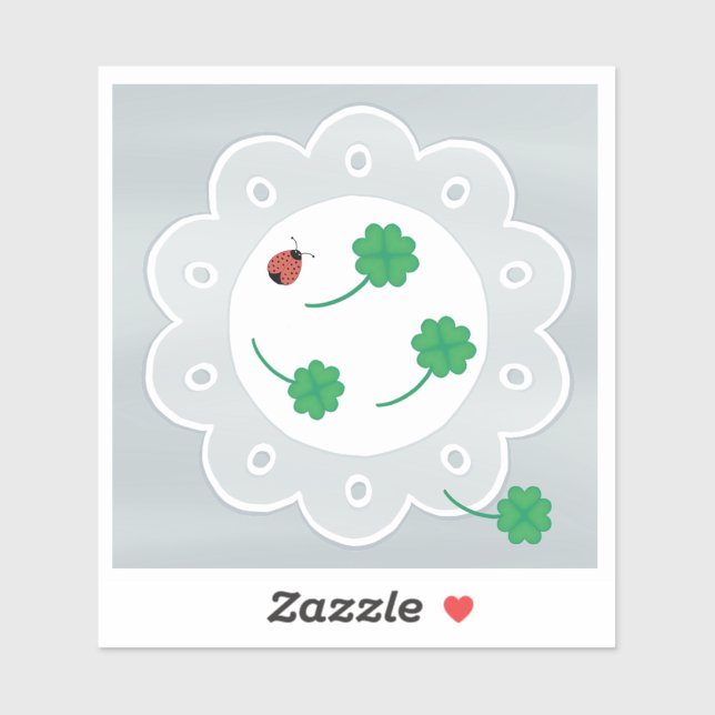 Sweet Ladybug And Shamrocks St. Patricks Day Sticker (Sheet)