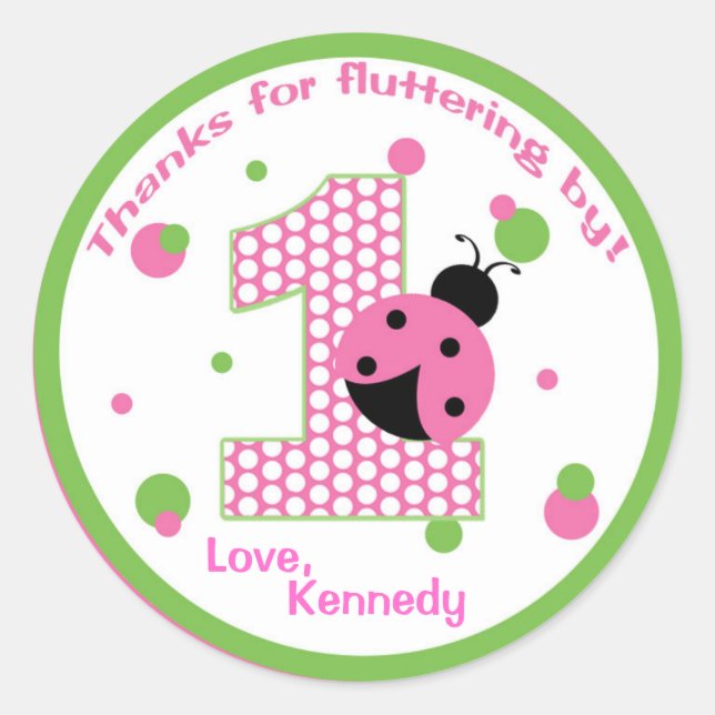 Sweet Ladybug First Birthday Sticker (Front)