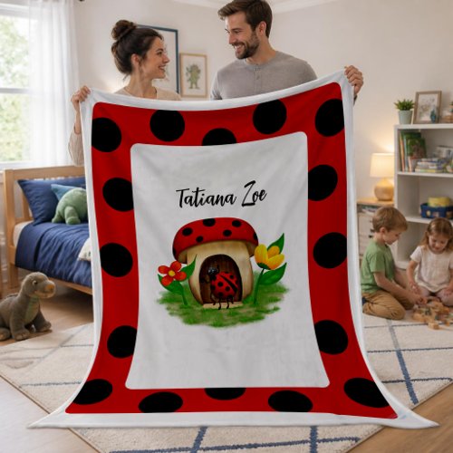 Sweet Ladybug Friend Large-Size Fleece Blanket