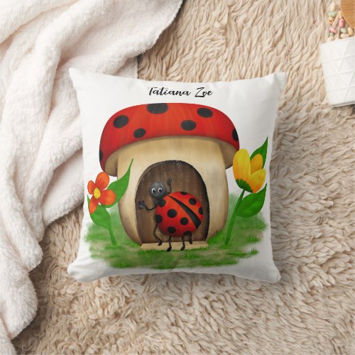 Sweet Ladybug Friend Throw Pillow