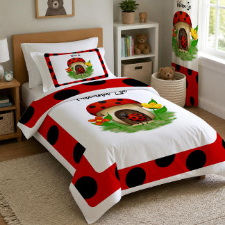 Sweet Ladybug Friend Twin Size Duvet Cover
