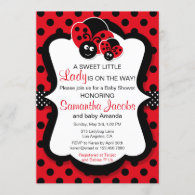 Sweet Ladybug Girl Baby Shower Invitation