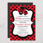 Sweet Ladybug Girl Baby Shower Invitation (Front/Back)