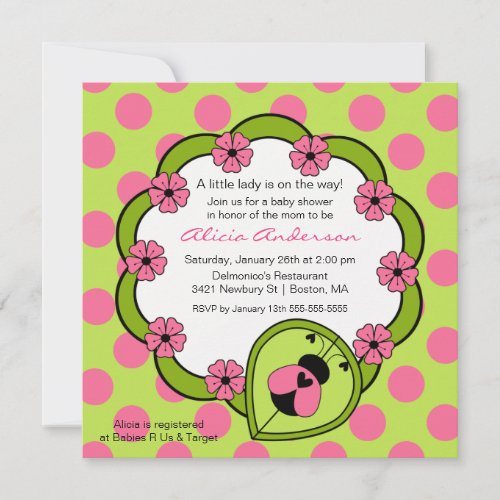 Sweet Ladybugs Baby Shower Invitation