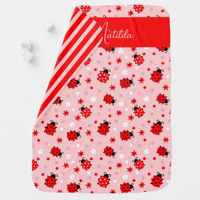 Sweet Ladybugs & Flowers Baby Blanket (In Situ)