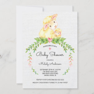 Sweet Lamb Baby Shower Invitation