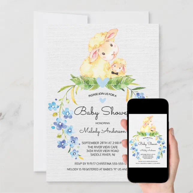 Sweet Lamb Boys Baby Shower Invitation Zazzle