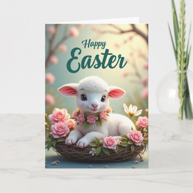 Sweet Lamb Easter Greeting Card (Front)