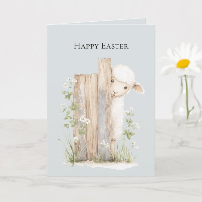 Sweet Lamb Flowers Gate Easter Card (Small Plant)
