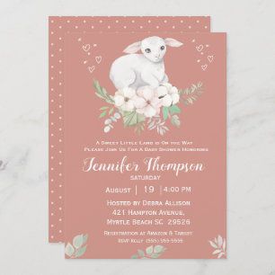 Sweet Lamb Greenery Baby Shower Invitation