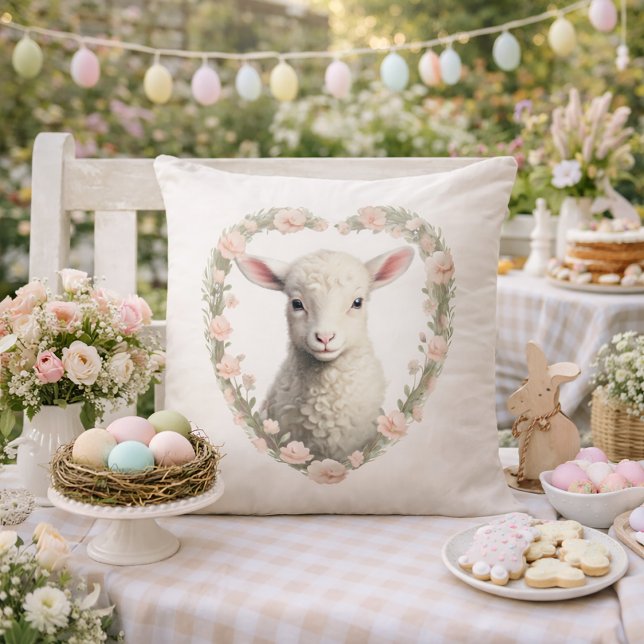 Sweet Lamb Nursery Spring Throw Pillow (Creator Uploaded)
