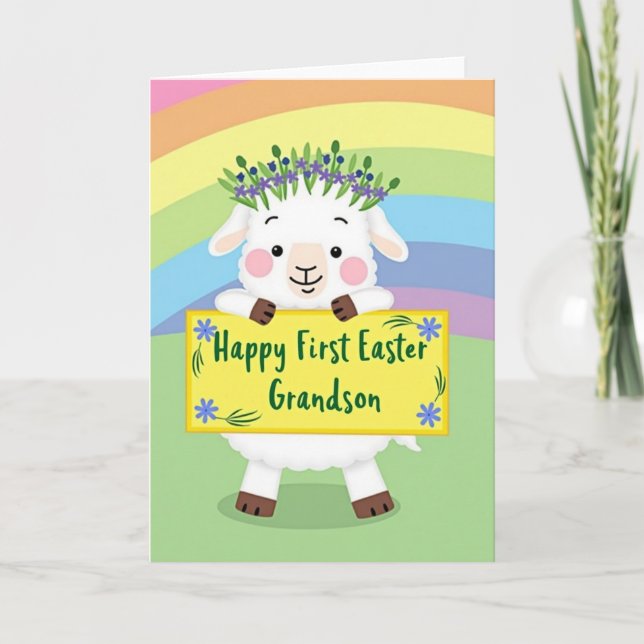 Sweet Lamb Rainbow Message Card (Front)