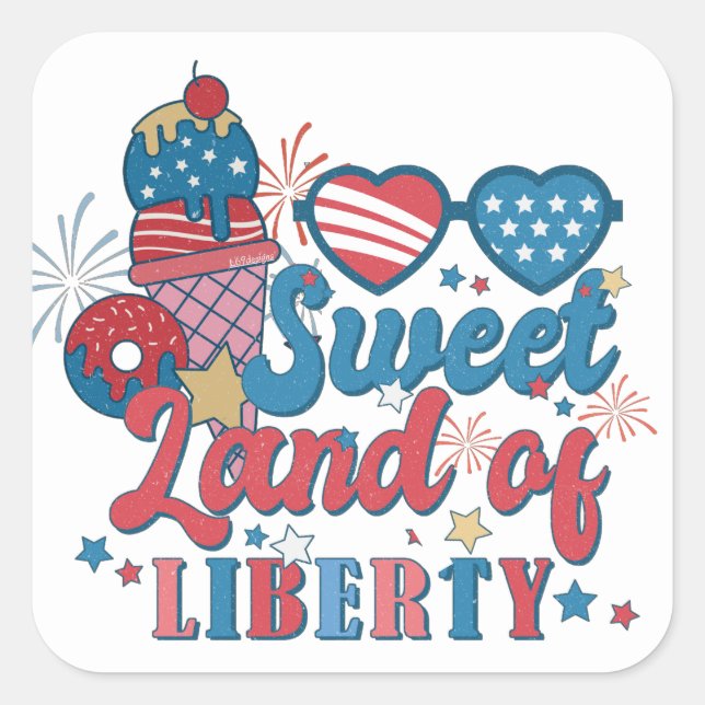 SWEET LAND OF LIBERTY patriotic                    Square Sticker (Front)