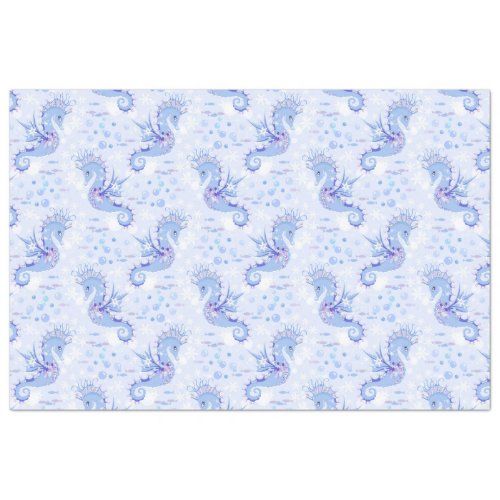 Sweet Lavender Blue Seahorse Nautical Ocean Tissue Paper