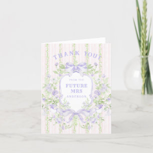 Sweet Lavender Floral Bridal Shower Crest Letterpress Thank You Card