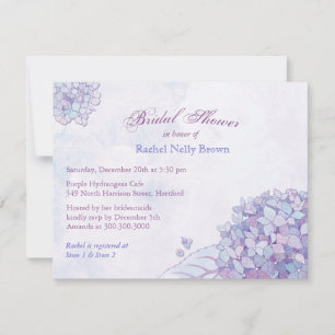Sweet Lavender Hydrangea Floral Bridal Shower Invitation