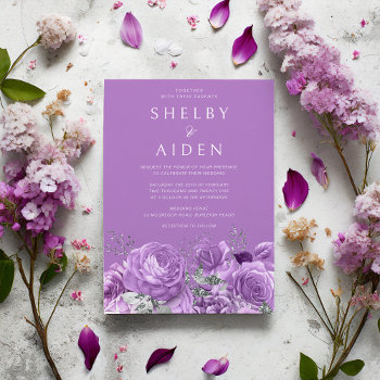 Sweet Lavender Violet Purple Floral Wedding Invitation by Nicheandnest at Zazzle