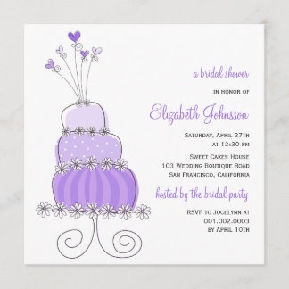 Sweet Lavender Wedding Cake Bridal Shower Invite
