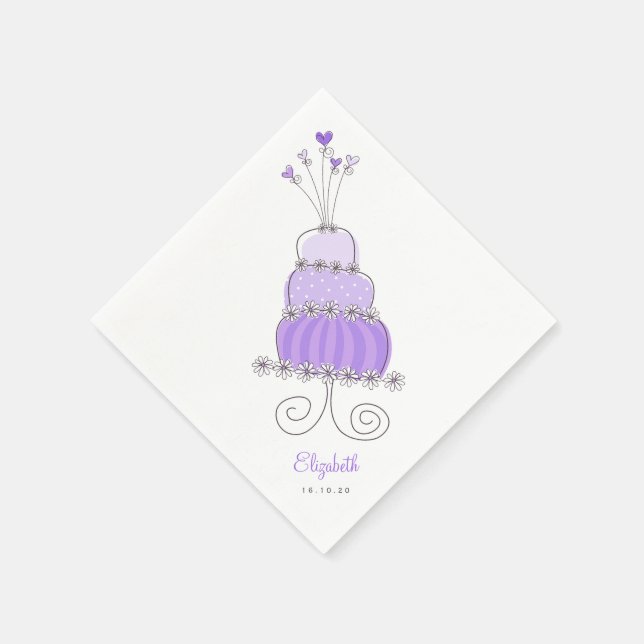 Sweet Lavender Wedding Cake Bridal Shower Party Napkins (Corner)