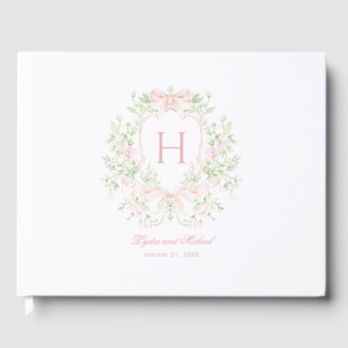 Sweet Leaf Crest w/ Pink Bows | Monogram Wedding