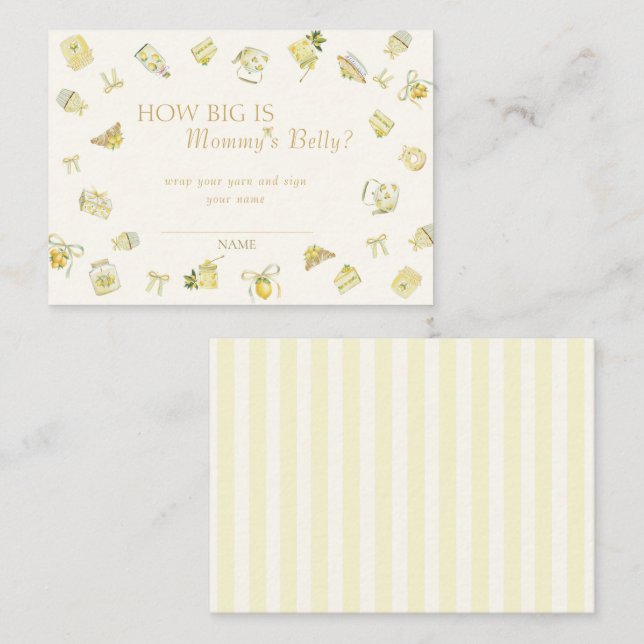 Sweet Lemon Baby Shower How Big Mommys Belly Enclosure Card (Front/Back)