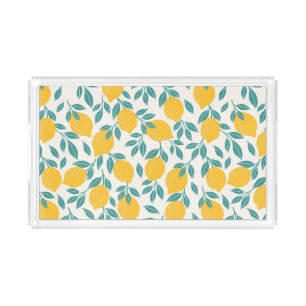 Sweet Lemon Branches Pattern Acrylic Tray