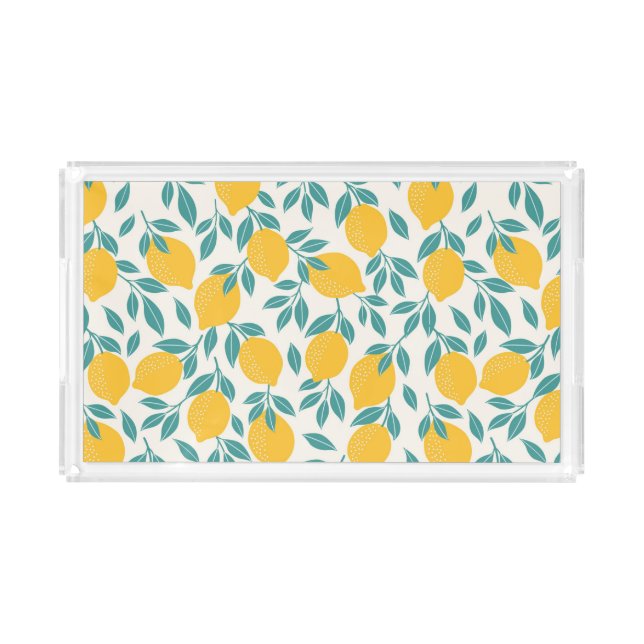 Sweet Lemon Branches Pattern Acrylic Tray (Front)