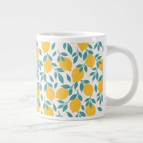 Sweet Lemon Branches Pattern Giant Coffee Mug