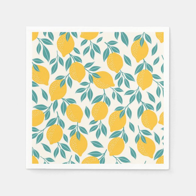 Sweet Lemon Branches Pattern Napkins (Front)