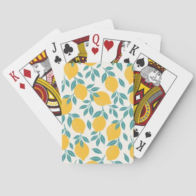 Sweet Lemon Branches Pattern Poker Cards (Back)
