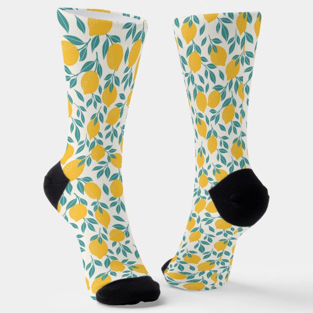Sweet Lemon Branches Pattern Socks (Angled)